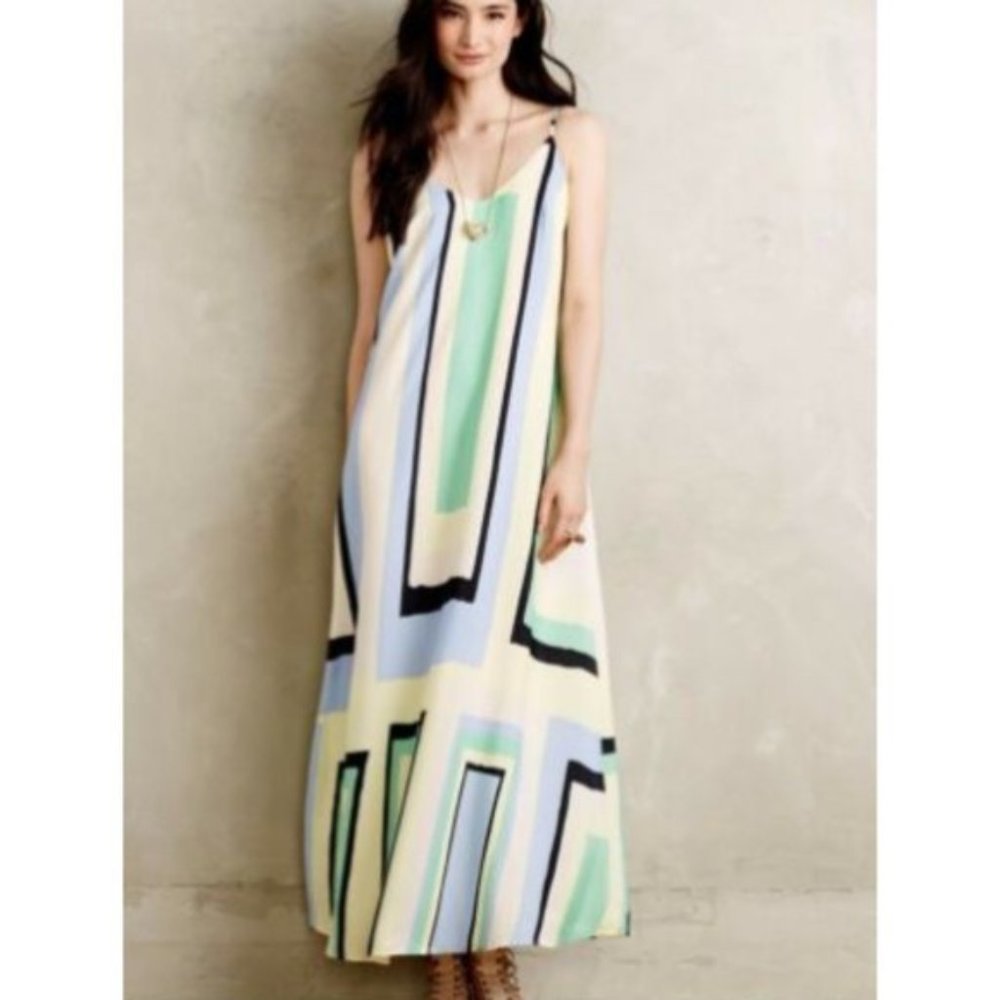 Anthropologie Maeve Abstract Spaghetti Strap Maxi